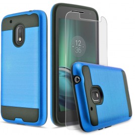 Motorola Moto G4 Play Case, 2-Piece Style Hybrid Shockproof Hard Case Cover with [Premium Screen Protector] Hybird Shockproof And Circlemalls Stylus Pen (Blue)